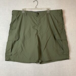 Croft & Barrow Shorts Mens 44 Olive Green Cargo Pockets Nylon Flat Front